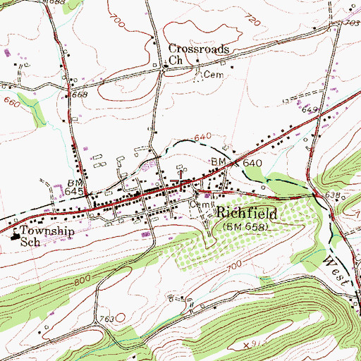 Topographic Map of Richfield Post Office, PA