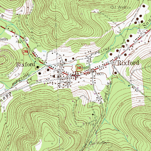 Topographic Map of Rixford Post Office, PA