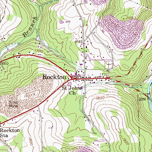 Topographic Map of Rockton Post Office, PA