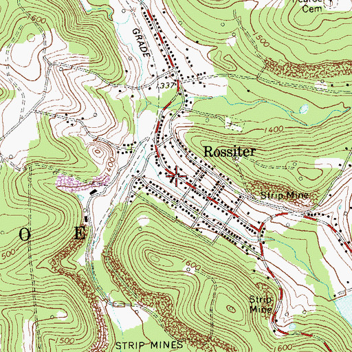 Topographic Map of Rossiter Post Office, PA