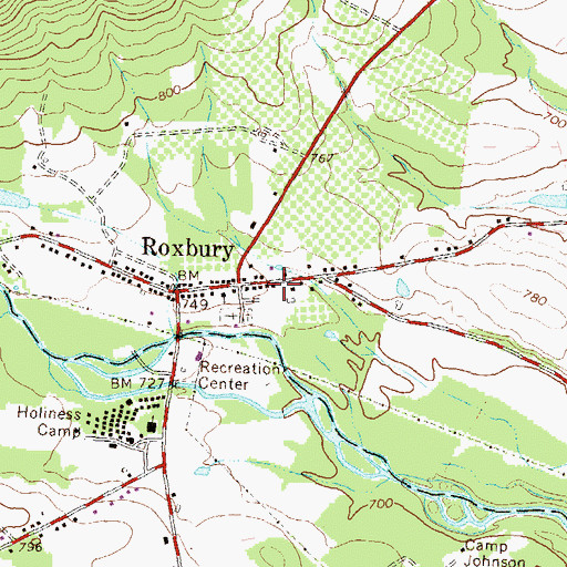 Topographic Map of Roxbury Post Office, PA