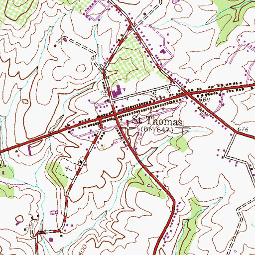 Topographic Map of Saint Thomas Post Office, PA
