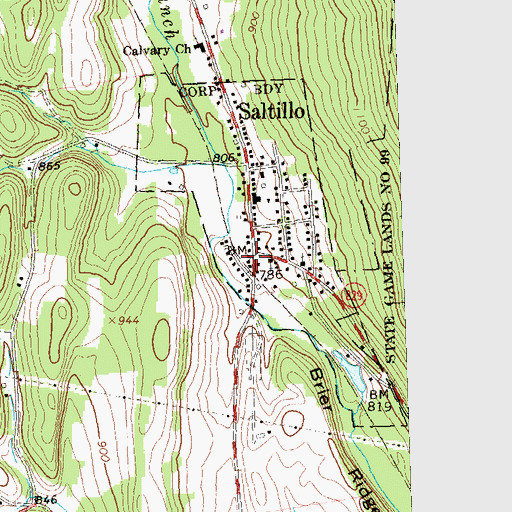 Topographic Map of Saltillo Post Office, PA