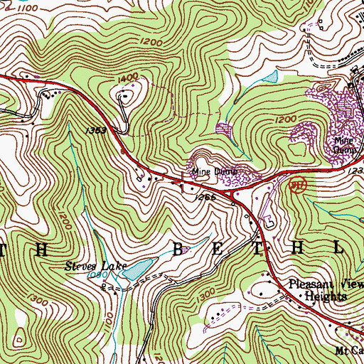 Topographic Map of Scenery Hill Post Office, PA