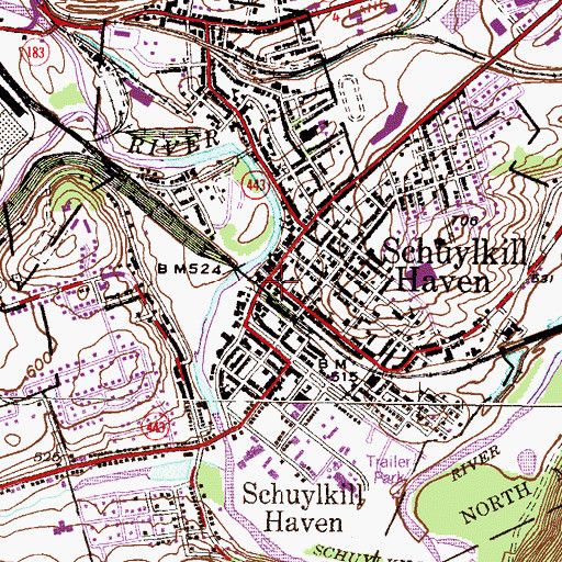 Topographic Map of Schuylkill Haven Post Office, PA