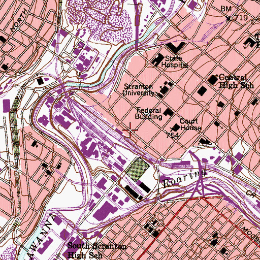 Topographic Map of Steamtown Post Office, PA