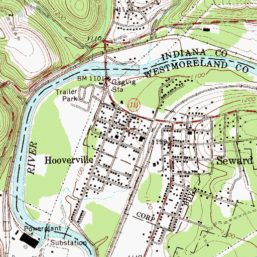 Topographic Map of Seward Post Office, PA