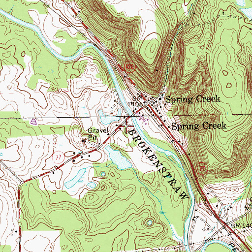 Topographic Map of Spring Creek Post Office, PA