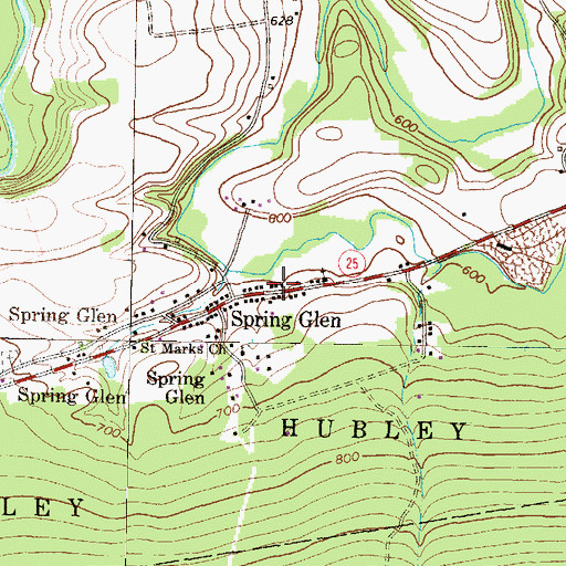 Topographic Map of Spring Glen Post Office, PA
