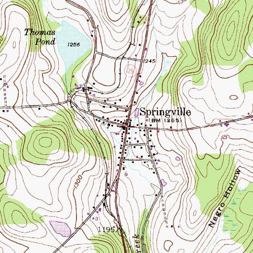 Topographic Map of Springville Post Office, PA
