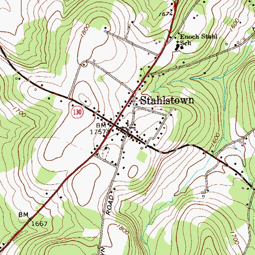 Topographic Map of Stahlstown Post Office, PA