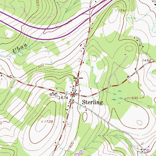 Topographic Map of Sterling Post Office, PA