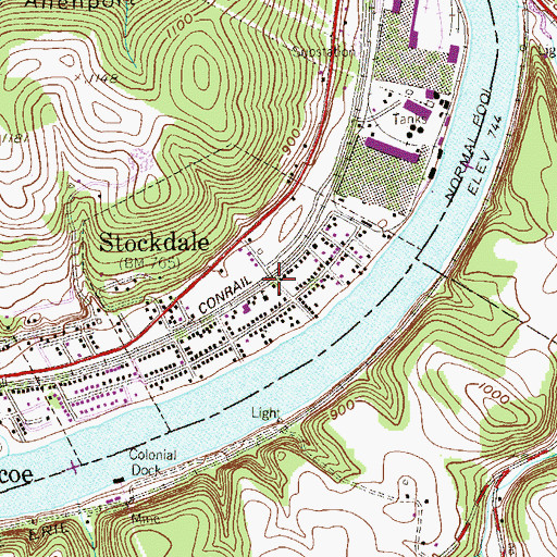 Topographic Map of Stockdale Post Office, PA
