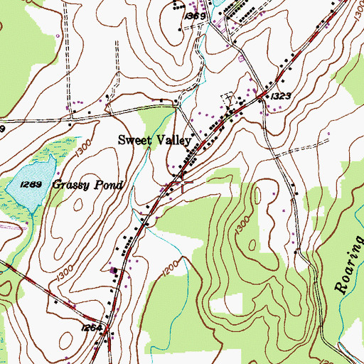 Topographic Map of Sweet Valley Post Office, PA