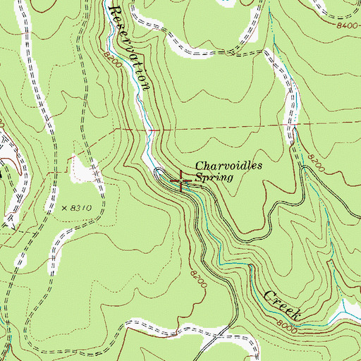 Topographic Map of Charvoidles Spring, AZ