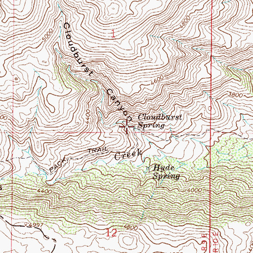 Topographic Map of Cloudburst Spring, AZ