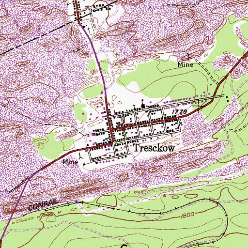 Topographic Map of Tresckow Post Office, PA