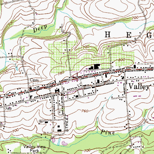 Topographic Map of Valley View Post Office, PA