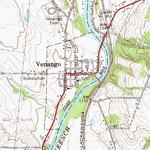 Topographic Map of Venango Post Office, PA