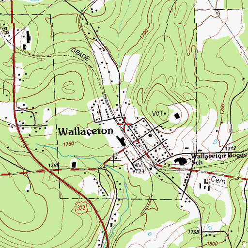 Topographic Map of Wallaceton Post Office, PA