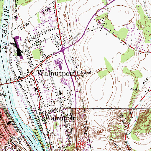 Topographic Map of Walnutport Post Office, PA