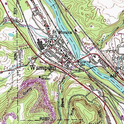 Topographic Map of Wampum Post Office, PA