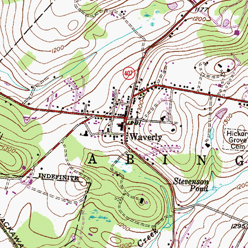 Topographic Map of Waverly Post Office, PA