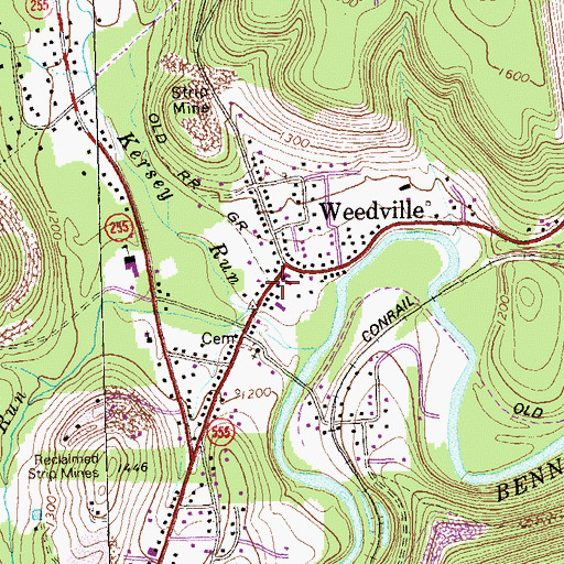 Topographic Map of Weedville Post Office, PA