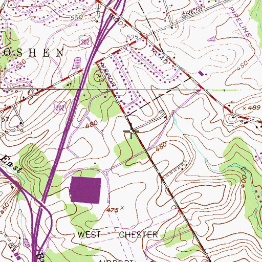 Topographic Map of West Chester Post Office, PA