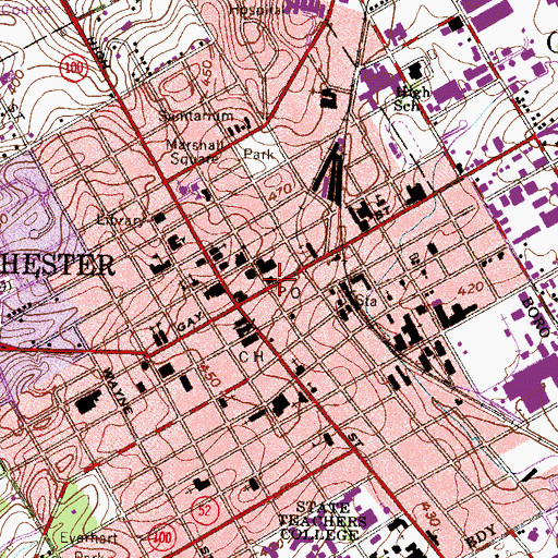 Topographic Map of Gay Street Post Office, PA