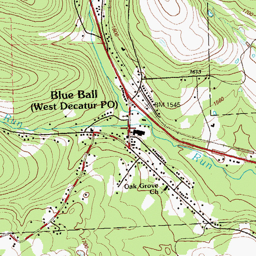 Topographic Map of West Decatur Post Office, PA