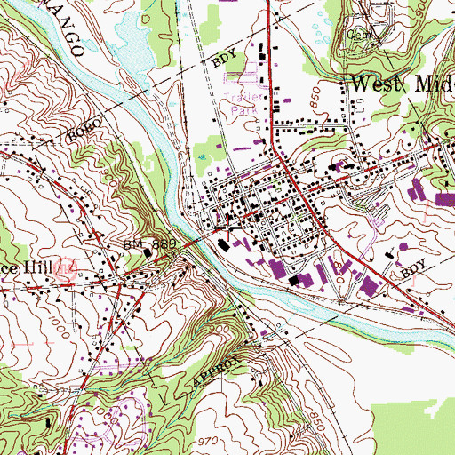 Topographic Map of West Middlesex Post Office, PA