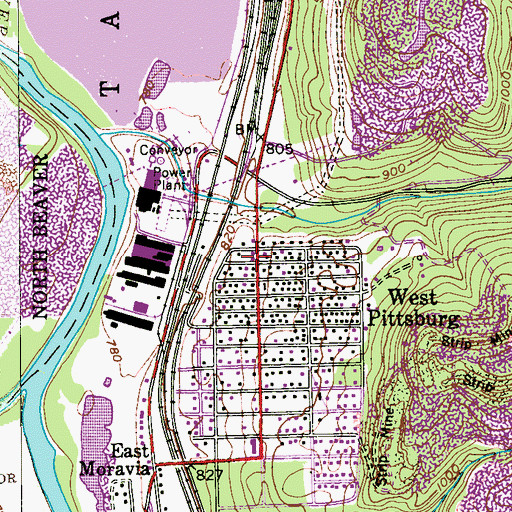 Topographic Map of West Pittsburg Post Office, PA