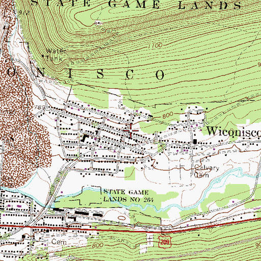 Topographic Map of Wiconisco Post Office, PA