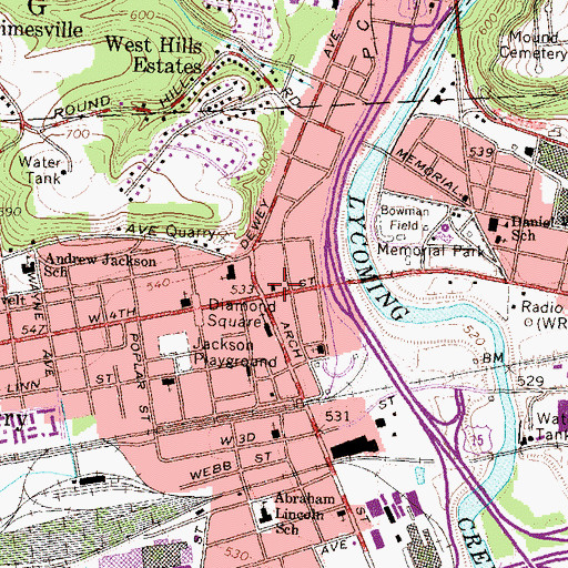 Topographic Map of Newberry Post Office, PA