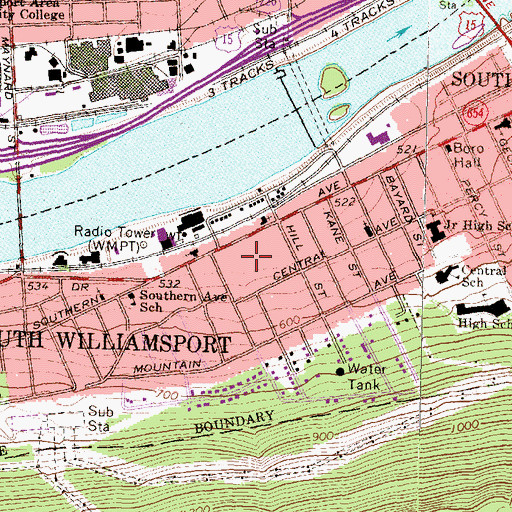 Topographic Map of South Williamsport Post Office, PA