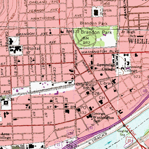 Topographic Map of Center City Post office, PA