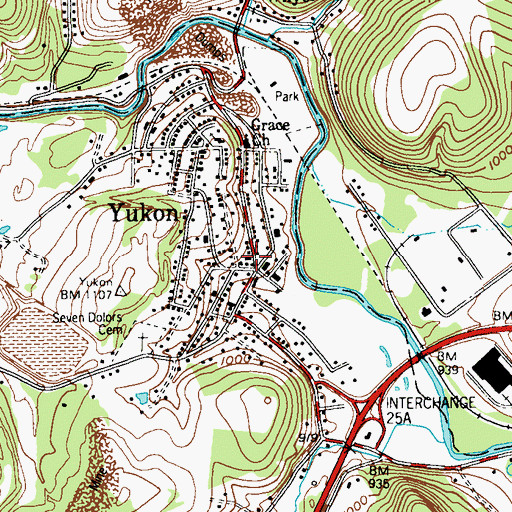 Topographic Map of Yukon Post Office, PA