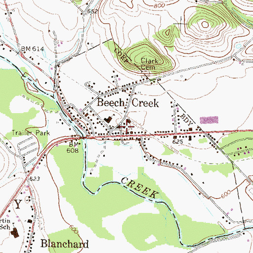 Topographic Map of Beech Creek Post Office, PA