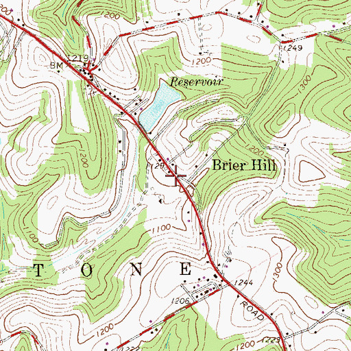 Topographic Map of Brier Hill Post Office, PA