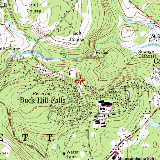 Topographic Map of Buck Hill Falls Post Office, PA
