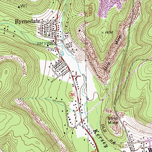 Topographic Map of Byrnedale Post Office, PA