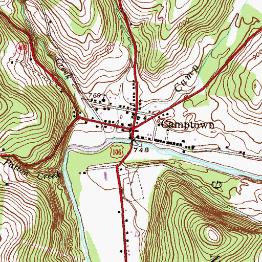 Topographic Map of Camptown Post Office, PA