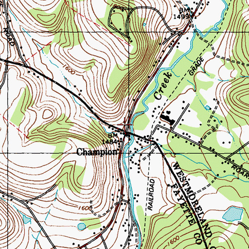 Topographic Map of Champion Post Office, PA