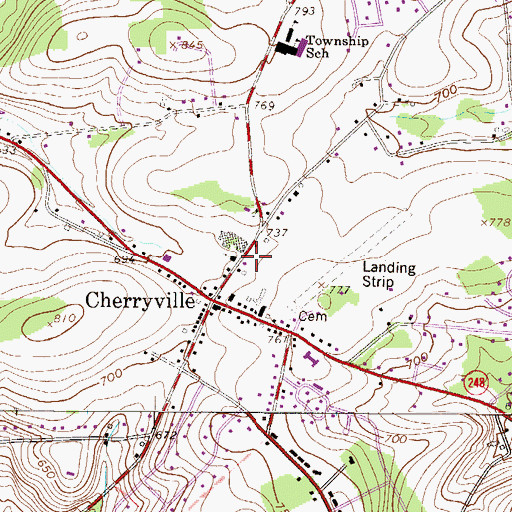 Topographic Map of Cherryville Post Office, PA