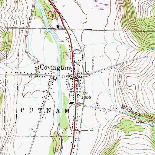 Topographic Map of Covington Post Office, PA