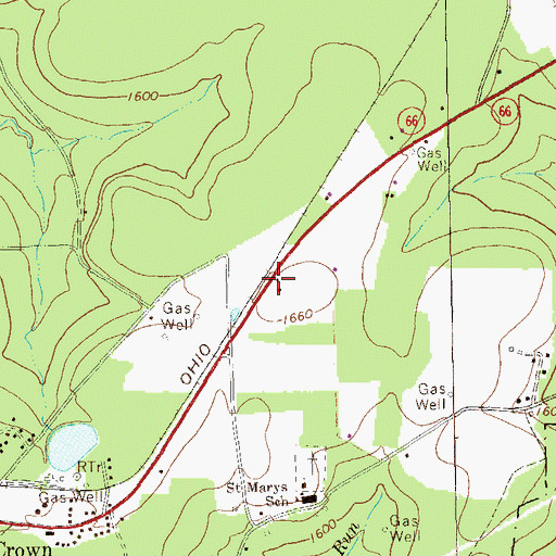 Topographic Map of Crown Post Office, PA