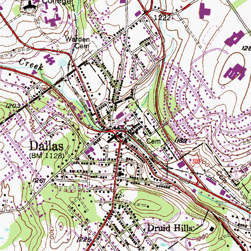Topographic Map of Dallas Post Office, PA