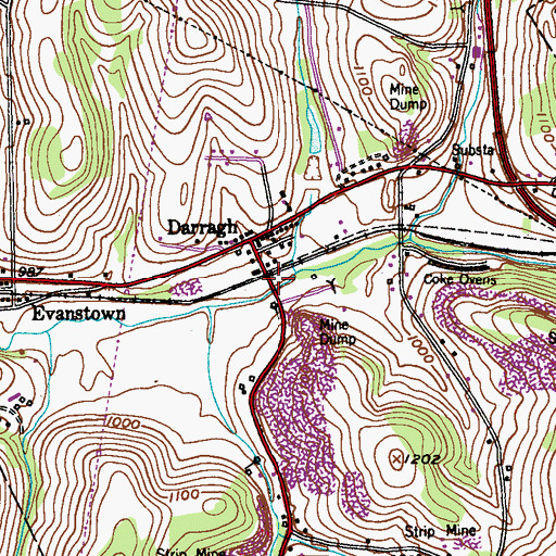 Topographic Map of Darragh Post Office, PA