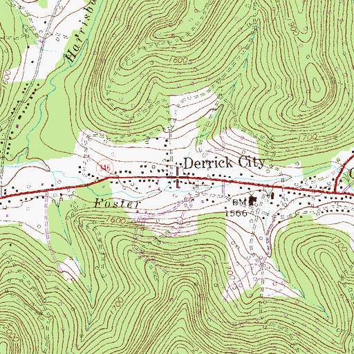 Topographic Map of Derrick City Post Office, PA